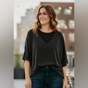 Impressions Black Millennium Edition Sparkly Tunic/Dress 1X